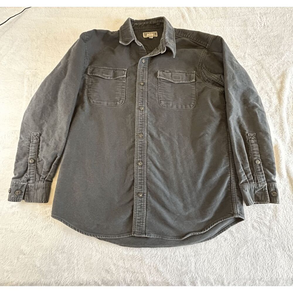 Men's Duluth Trading Co. 100% Cotton Heavyweight Button Down Gray Shirt Size L